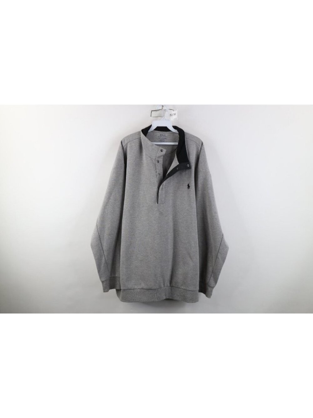 Ralph Lauren Mens 2XB Soft Cotton Touch Snap Button Pullover Sweatshirt Gray